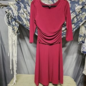 3/$25 NEW Enfocus Studios Stretchy Red Long Sleeve Midi Dress Size 6